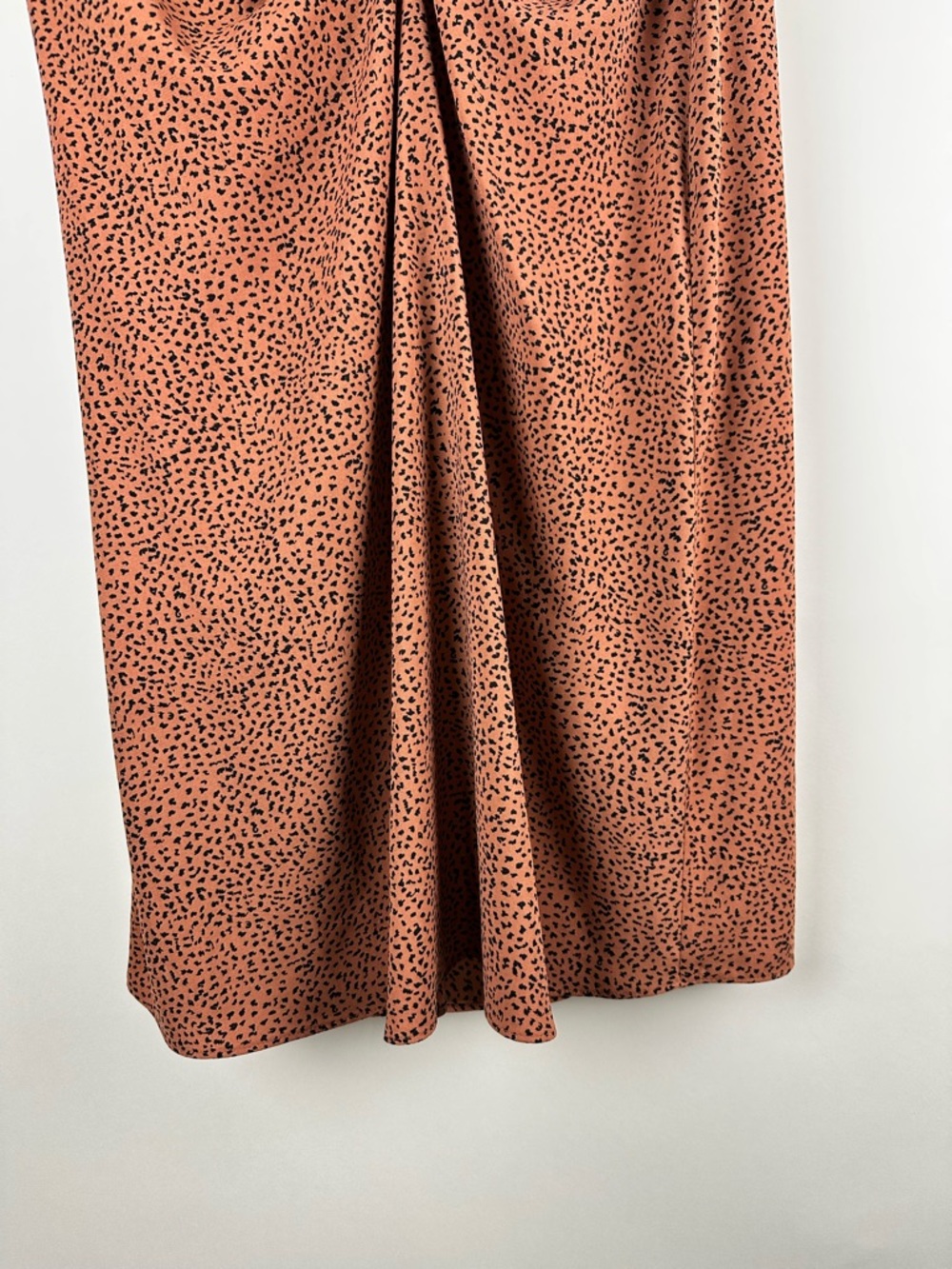 Nine West Ruched Animal Print Front Midi Skirt Brown Black Print Draped Feminine - Picture 7 of 12